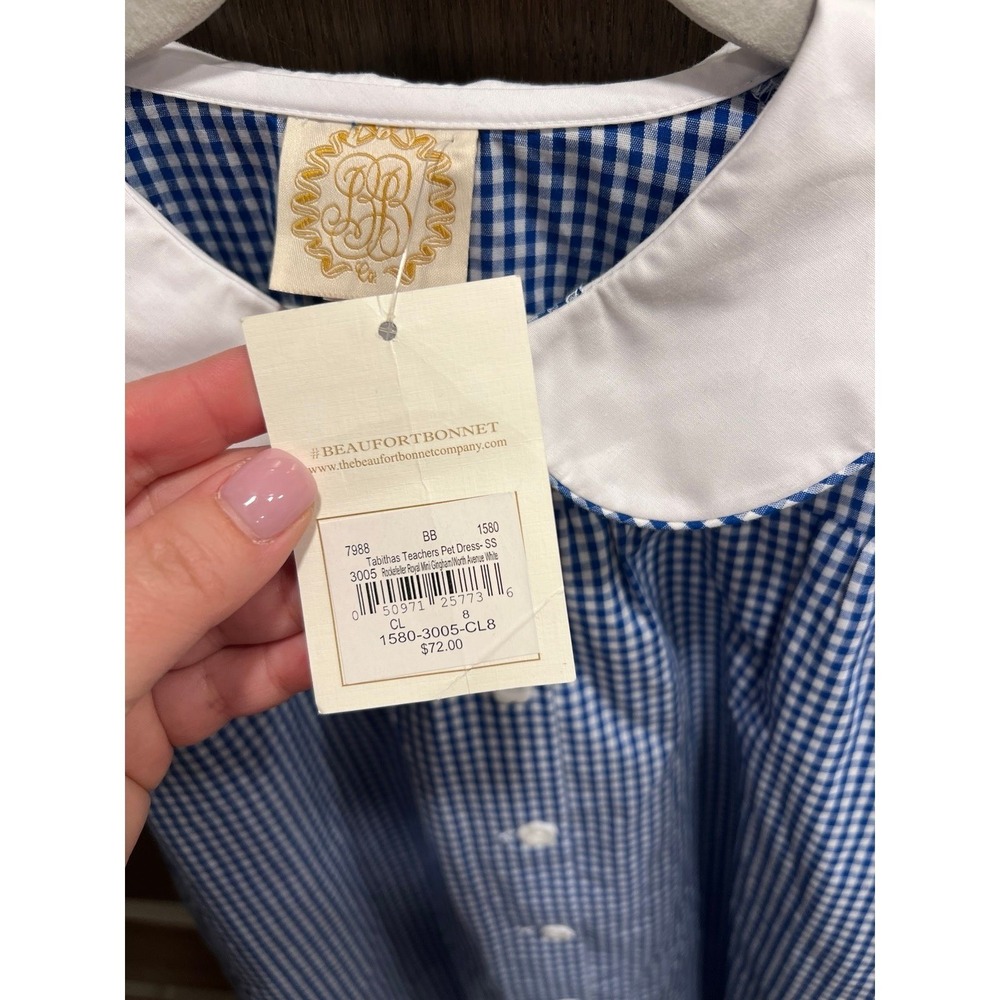 The Beaufort Bonnet Company (TBBC) royal blue gingham girls' dress white 8 - Picture 3 of 4